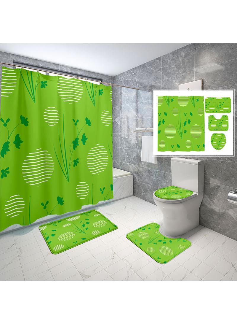 عام 4 قطعة ستارة الحمام مجموعة ، مع عدم الانزلاق وسادة غطاء المرحاض ، حمام حصيرة ، ودائم للماء ، مناسبة لأنّ حمام زخرفة مجموعة - Image 1