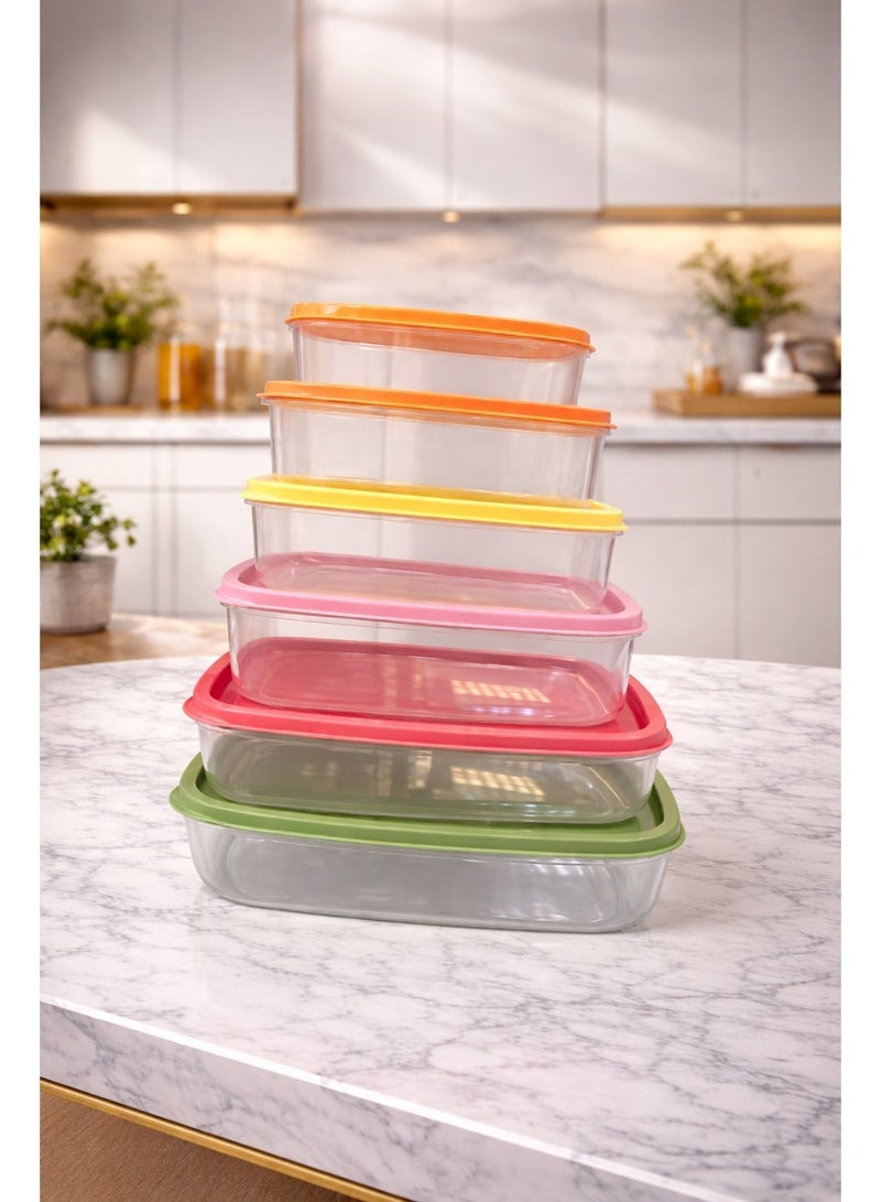 Bee home 6-Piece Turkish Airtight Plastic Rectangular Food Storage Container Set – Transparent Kitchen Storage Boxes (300ml, 500ml, 800ml, 1200ml, 1900ml & 2900ml) Leakproof & BPA-Free - Image 3