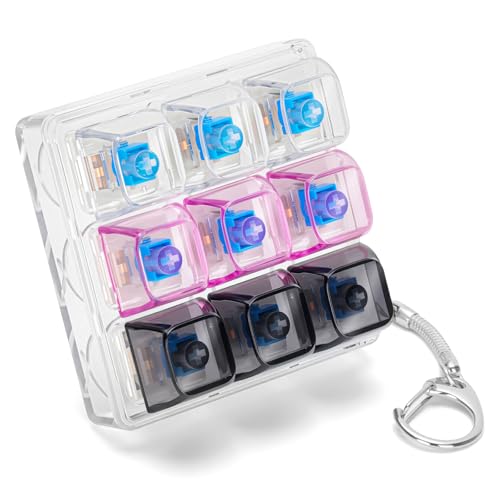 HOMQYTE Transparent Keyboard Fidget Toys for Adults Keyboard Clicker Button Keychain Sensory Toy for Office Stress Relief Autism 9IN1Style A - Image 1