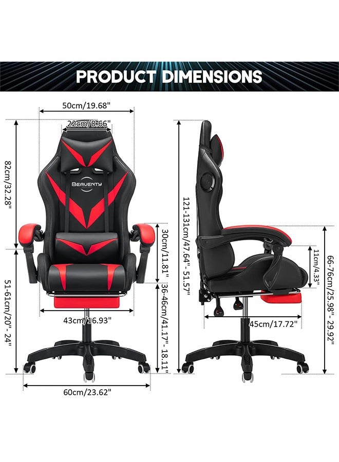 NIBEMINENT Gaming Chair with Bluetooth Speakers and RGB LED Lights, Ergonomic Massage Video Game Chair, Computer Chair with Footrest, High Back Desk Chair with Lumbar Support - Image 3