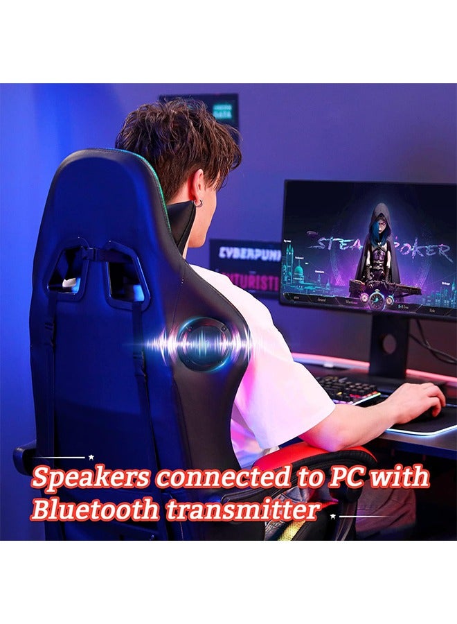 NIBEMINENT Gaming Chair with Bluetooth Speakers and RGB LED Lights, Ergonomic Massage Video Game Chair, Computer Chair with Footrest, High Back Desk Chair with Lumbar Support - Image 5