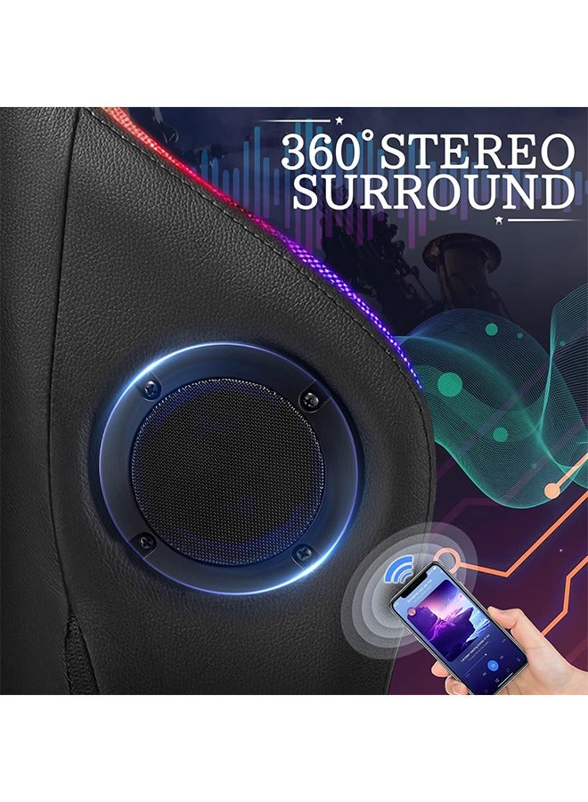 NIBEMINENT Gaming Chair with Bluetooth Speakers and RGB LED Lights, Ergonomic Massage Video Game Chair, Computer Chair with Footrest, High Back Desk Chair with Lumbar Support - Image 4