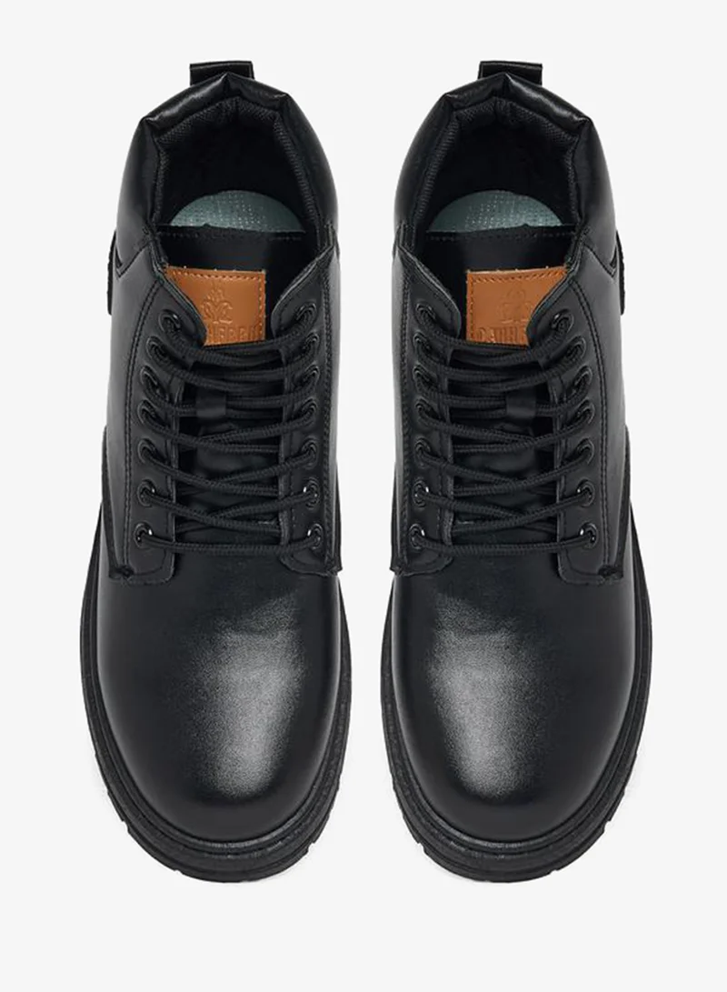 Styli Black Classic Round Toe Lace Up Ankle Boots for Men | Best Price UAE