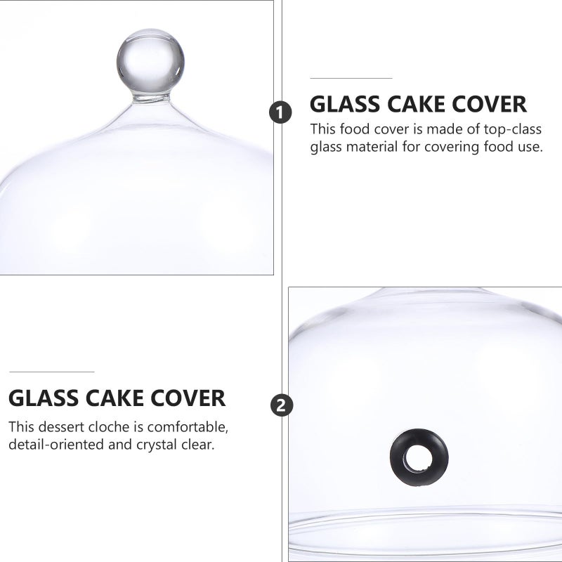 Glass Dessert Cloche Dome Cover For Cake Bread Display Kitchen Serving - Image 4