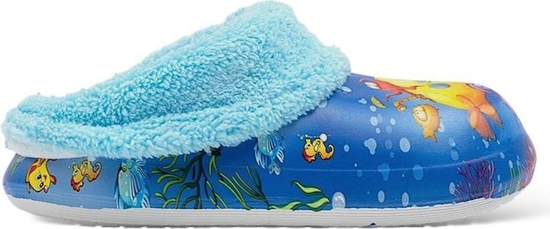 Liger Furry Inside Eva Outside Kids Home Nursery School Street Slippers Blue - Yellow  - Image 2