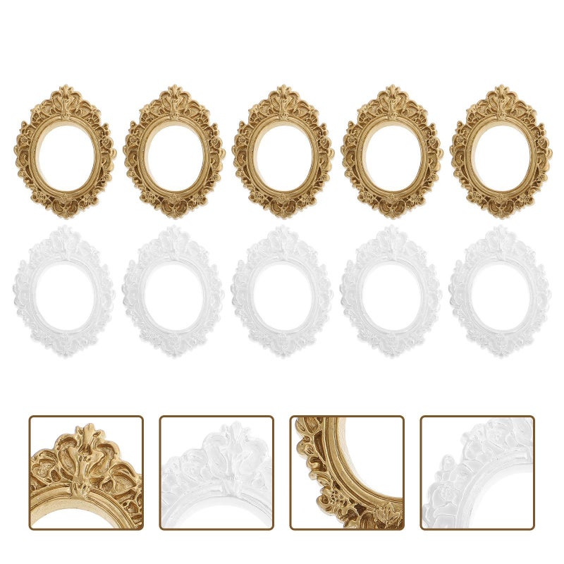 Vintage Oval Resin Picture Frames Set of 10 for DIY Crafts Jewelry Display and Home Table Decor - Image 4