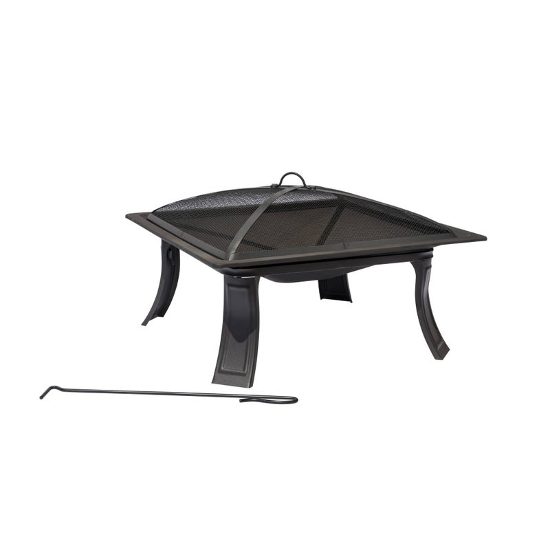 Blue Wave 26" All-Weather Outdoor Riverside Square Fire Pit - Black - Image 1