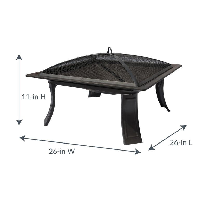 Blue Wave 26" All-Weather Outdoor Riverside Square Fire Pit - Black - Image 3