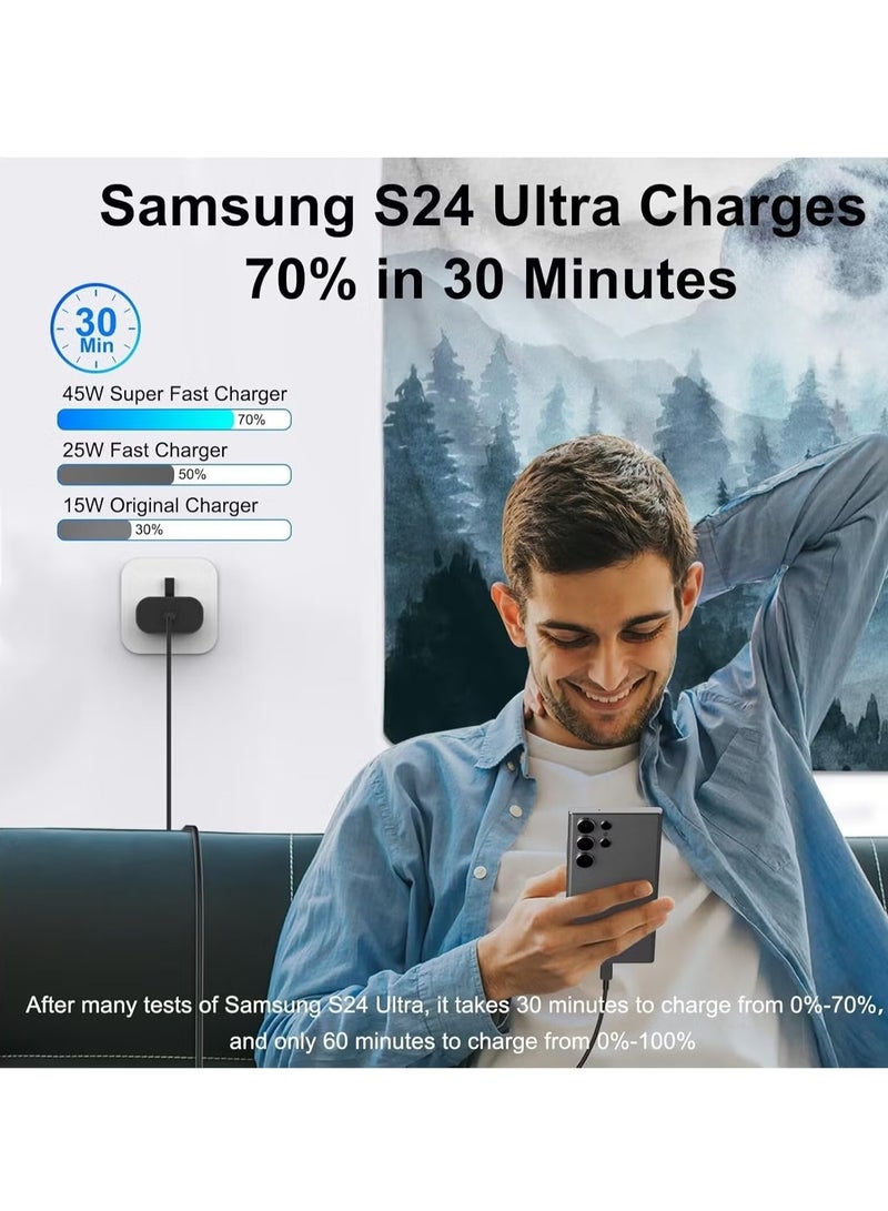 JAJEEK 2 Pack 45W USB C Super Fast Charger for Samsung, Power Adapter for Samsung Galaxy S23 Ultra S23+ S23 S22 Ultra S21+ A53 A54, Z Fold 4/Z Flip 4, Galaxy Tab S8/S7, TYPE C Plug with 1.8M Cable - Image 4