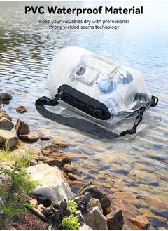 Heeta Waterproof Dry Bag For Women Men, Roll Top Lightweight Dry Storage Bag Backpack With Phone Case For Travel, Swimming, Boating, Kayaking, Camping And Beach, Transparent White 10L  - Image 3