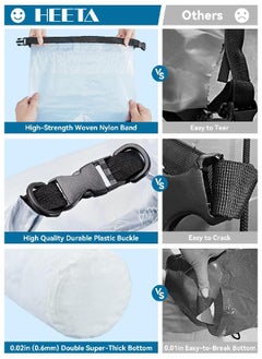 Heeta Waterproof Dry Bag For Women Men, Roll Top Lightweight Dry Storage Bag Backpack With Phone Case For Travel, Swimming, Boating, Kayaking, Camping And Beach, Transparent White 10L  - Image 4