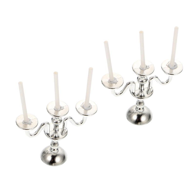 Vintage Mini Candle Holder Model Dollhouse Decor Realistic Design Set of 2 - Image 2