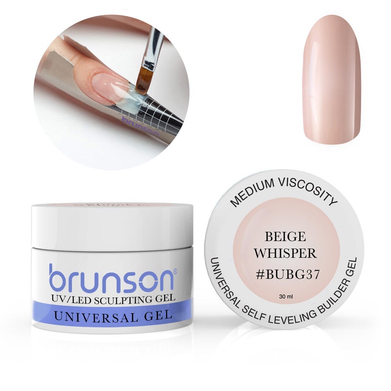 Brunson Builder Gel in Jar 30ml Professional Sculpting Builder Gel for Nail Extensions Overlays and 3D Nail Art UV LED Self Leveling Gel for Long Lasting High Gloss Nails