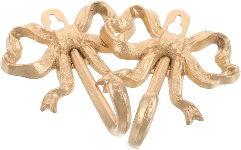 Vintage Cast Iron Bowknot Wall Hooks 2pcs Decorative Coat Hat Towel Hanger - Image 1