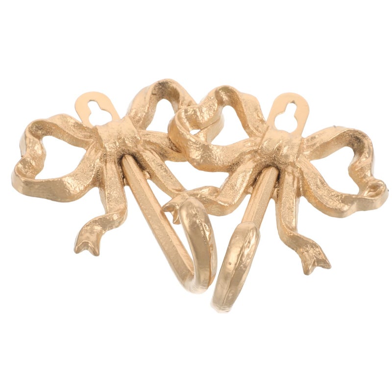 Vintage Cast Iron Bowknot Wall Hooks 2pcs Decorative Coat Hat Towel Hanger - Image 2