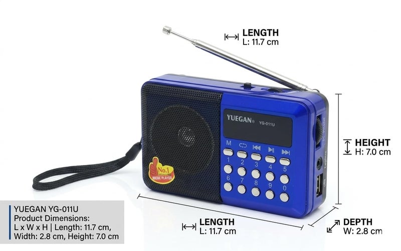 راديو FM رقمي محمول ومشغل موسيقى MP3 مع مكبر صوت قوي، منفذ USB، فتحة بطاقة TF، ومقبس سماعة رأس، صوت نقي عالي الدقة - Image 3