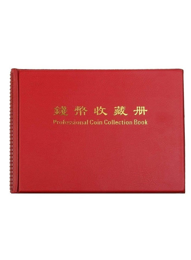 جيرن ألبوم مجموعة عملات JERN® مع 240 حاملًا لمجموعة محفظة عملات شفافة وألبوم نقود (أحمر) - Image 1