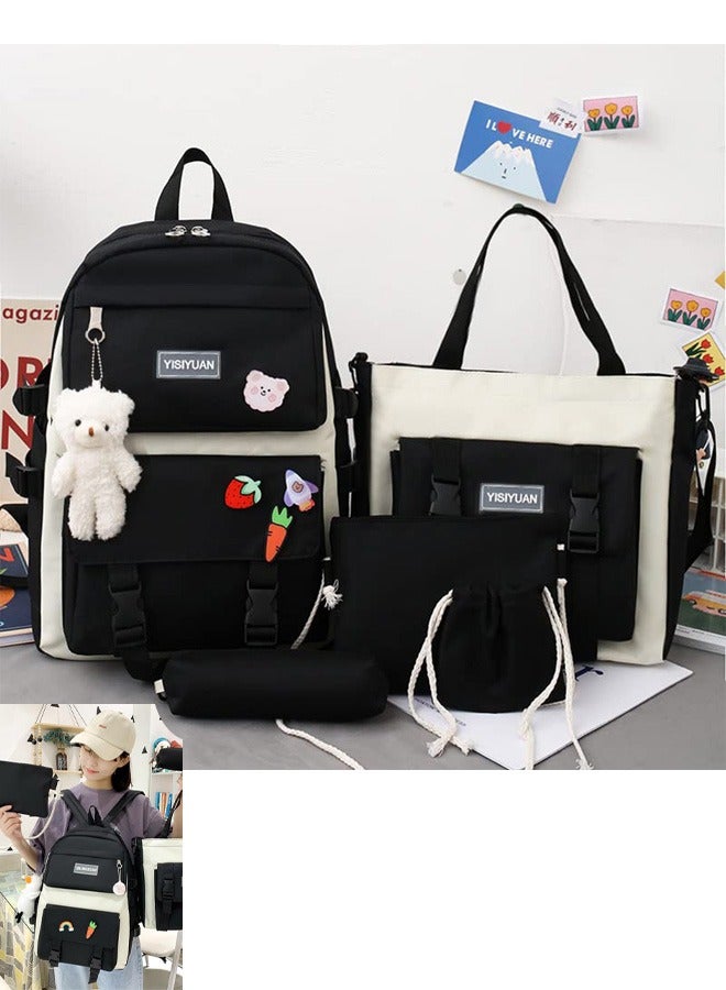 YISIYUAN Kids Backpack set of 5 Toddler Backpack with Tote Bag Pencil Case Handbag Coin Purse School & Travel Backpack for Kids and Adults Shoulder Bags  - Image 1