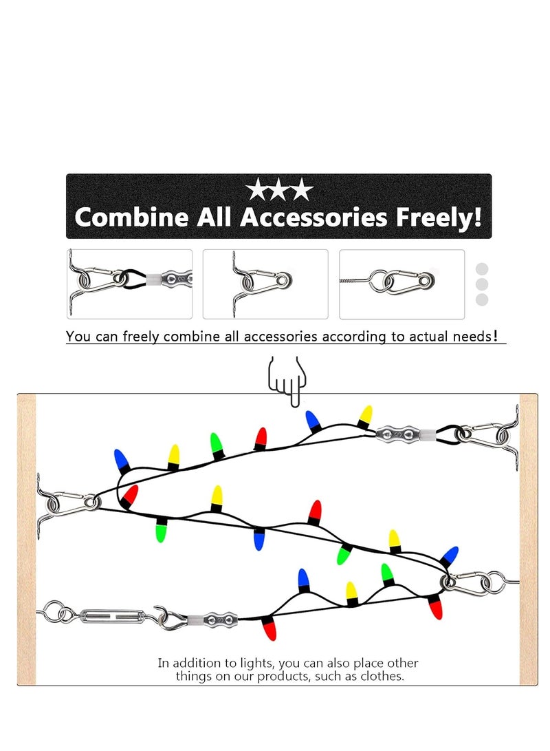 Zikra String Light Hanging Kit with 250 Ft Nylon Coated Stainless Steel 304 Wire Rope String Light Cable with Turnbuckles and Hooks for Patio Outdoor and Backyard Lighting Accessories - Image 4