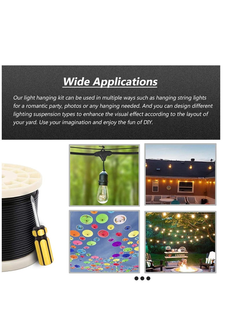 Zikra String Light Hanging Kit with 250 Ft Nylon Coated Stainless Steel 304 Wire Rope String Light Cable with Turnbuckles and Hooks for Patio Outdoor and Backyard Lighting Accessories - Image 3