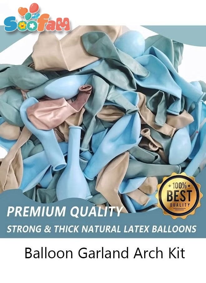 Soofam 134 PCS Blue Balloon Garland Arch Kit，Metallic White Blue Latex Balloons Set For  Wedding ,Baby Birthday Party ,Background Decorations ,School Opening Ceremony Decorations  - Image 5