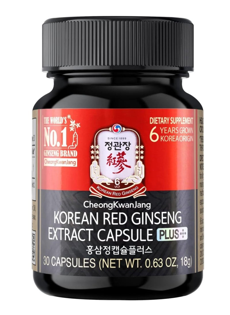 تشونغ كوان جانغ كبسولات مستخلص الجنسنغ الأحمر الكوري بالإضافة إلى حبوب التركيز الشاملة للرجال والنساء، مكملات الطاقة الطبيعية، الدورة الدموية، دعم المناعة، معزز الدماغ، 30 كبسولة - Image 1