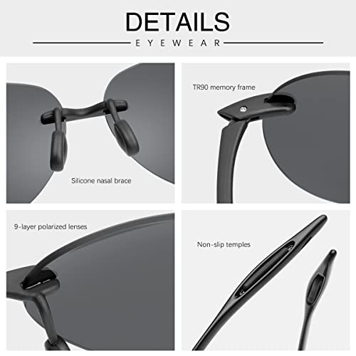 MIRYEA Polarized Sports Sunglasses for Men Women for Driving Cycling Running Fishing Golf UV400 Protection Rimless Frame Sun Glasses Fashion Unisex Shades - Image 4