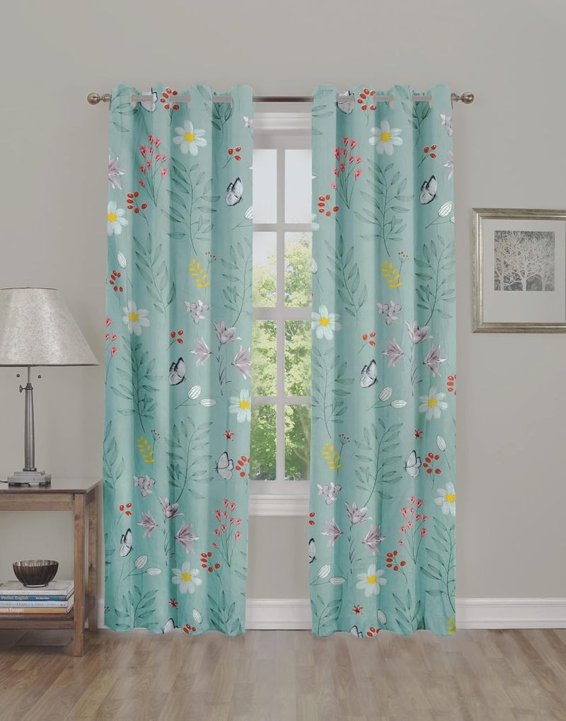 RUSTIC LINEN Super Soft Brushed Microfiber Cotton Curtains for DoorBed RoomLiving RoomSet of 2 Green Curtains with Grommet 7 feet 48X84Inches - Image 1