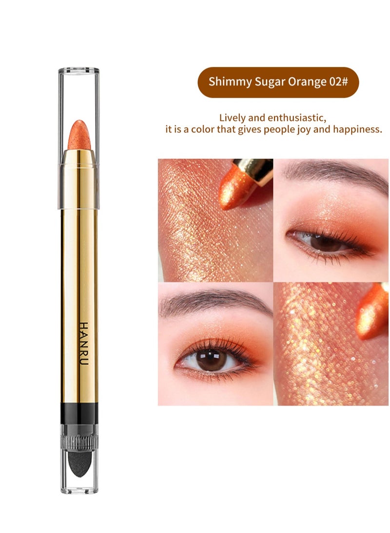 HANRU Eye Shadow Pencil, Double End Metallic Shimmer Highlighting Soft Silky Shiny Waterproof Long Lasting Eye Shadow Stick for Women 1Pcs 02#  - Image 1