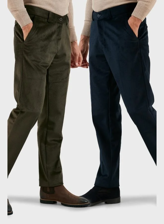 Buratti Normal Waist Regular Fit Straight Leg 2-Pack Velvet Trousers Men's VELVET TROUSERS 645MERLINS2