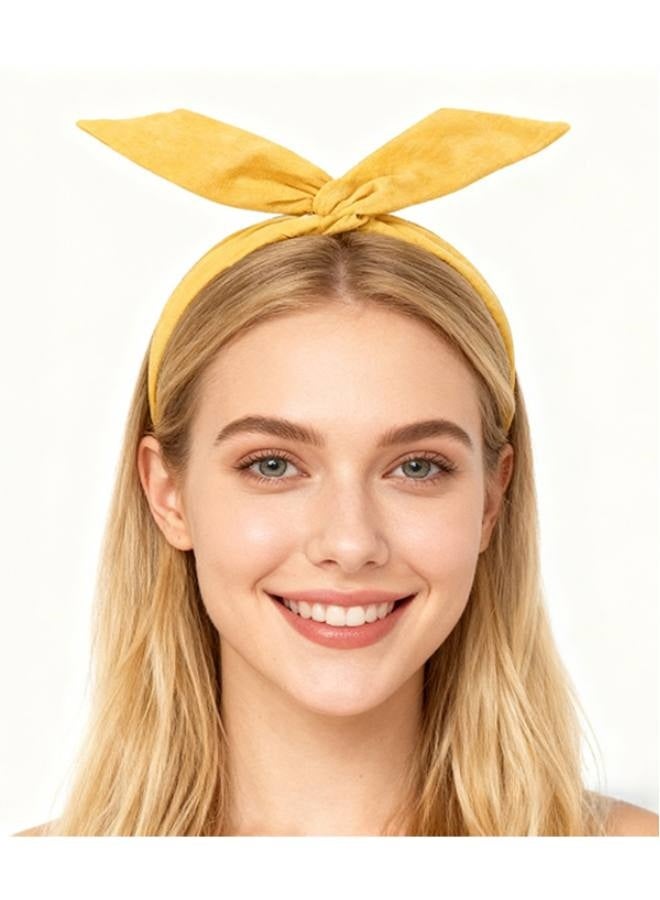 5 Pack Solid Color Twist Bow Headband Wired Hair Tie Wire Headbands Rabbit Ear Head Wraps for Women Girls Accessories - Image 4