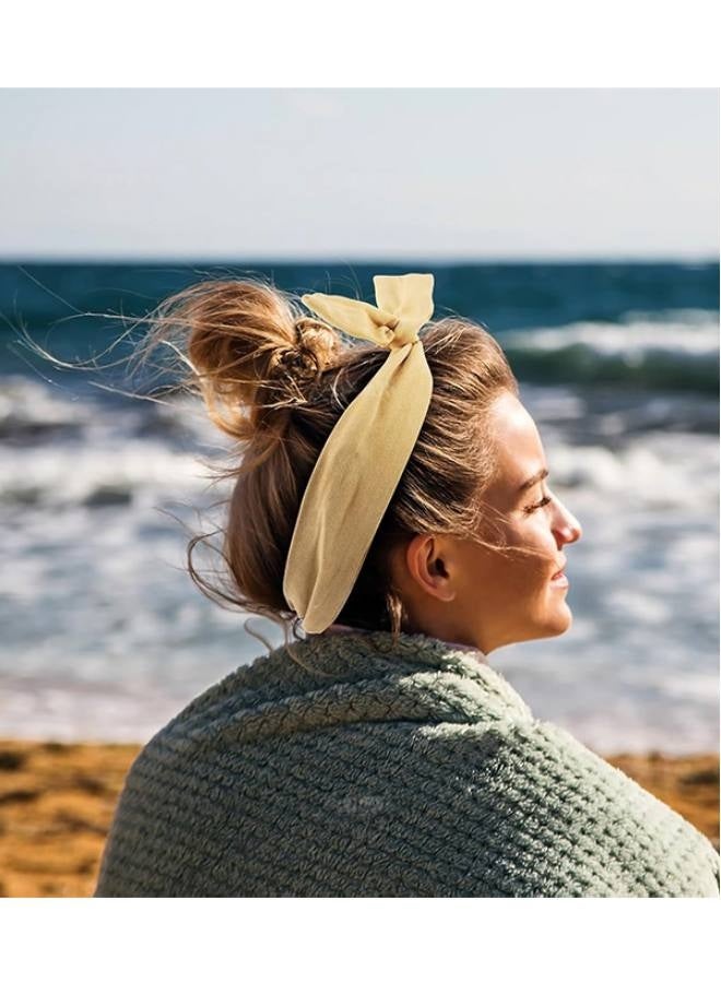 5 Pack Solid Color Twist Bow Headband Wired Hair Tie Wire Headbands Rabbit Ear Head Wraps for Women Girls Accessories - Image 5