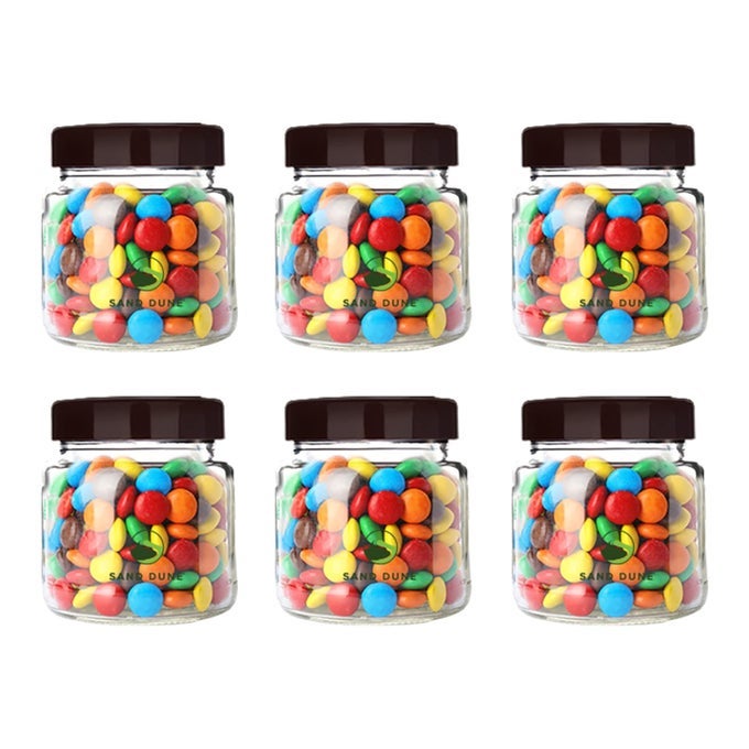 SET OF 6 500 ML EACH STORAGE GLASS JAR BROWN CAP TRANSPARENT BPA FREE COOKIES DRY FRUITS MASALA SPICES CEREAL AND FLOUR