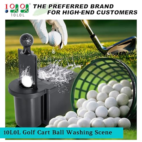 10L0L Golf Cart Ball Washer and Club Head Cleaner Kit Universal for Yamaha, EZGO, Club Car, Star EV, with Detachable Bracket- Black - Image 2