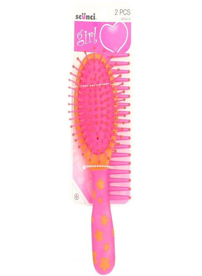 Scunci Girl Brush & Comb Set, Assorted Colors 1 ea (Pack of 3)