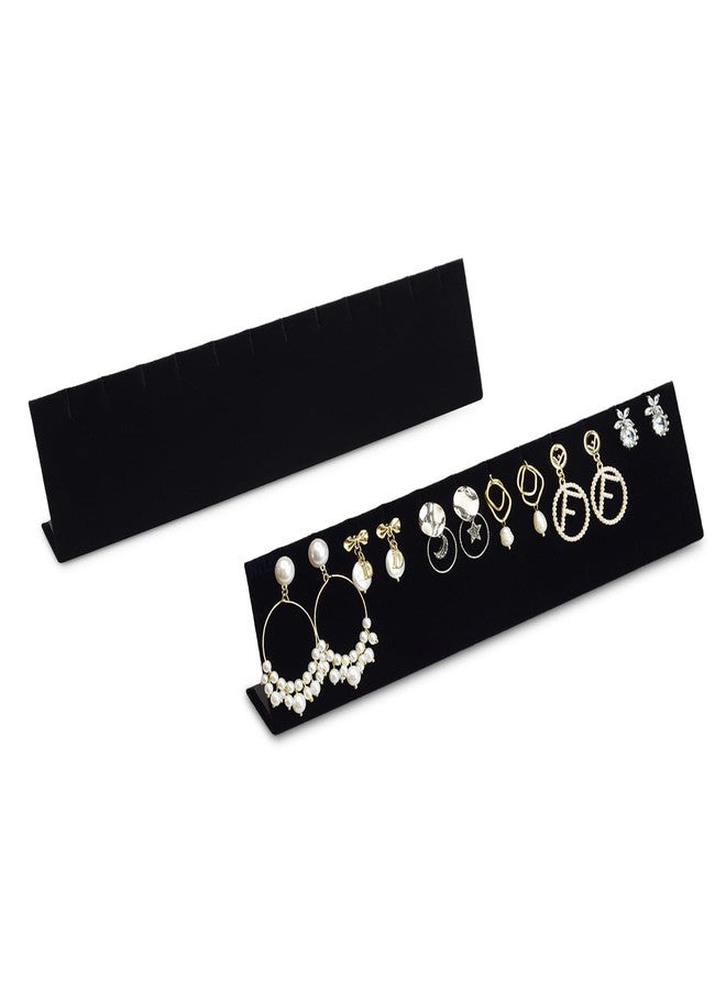MOOCA 2 Pcs Set Earring Display Stand Pendant Jewelry Organizer Display Holder for Earring, Pendant Accessory Rack for Showcase, 12 W x 1 5/8 D x 2 5/8 H in, Black Velvet - Image 1
