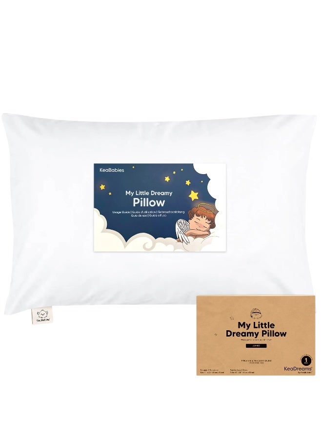 KeaBabies Jumbo Toddler Pillow with Pillowcase, Kids Travel Pillow, Soft White - Image 1
