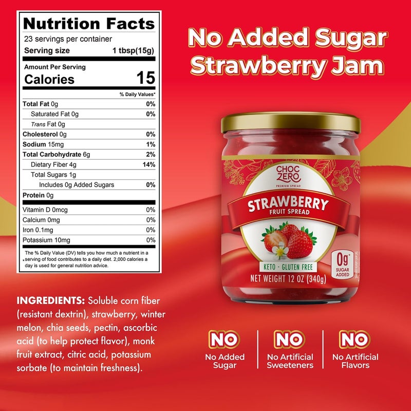 ChocZero Keto Strawberry Jam - No Sugar Added - Image 2