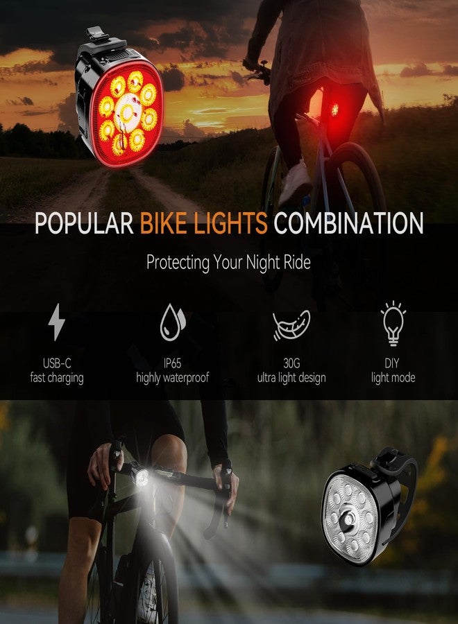 victagen Bike Lights Kit 9LED Bike Headlights High & Low Beams, Ultra-Light and Bright Bicycle Lights, Waterproof Bike Lights for Night Riding, USB-C Bicycle Front and Rear Lights (VTG9) - Image 4