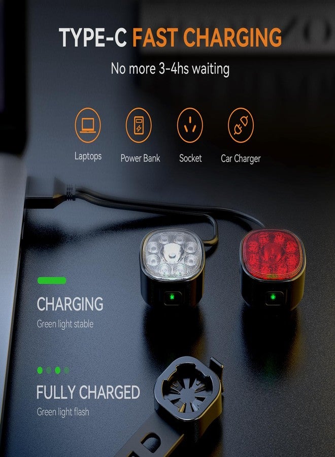 victagen Bike Lights Kit 9LED Bike Headlights High & Low Beams, Ultra-Light and Bright Bicycle Lights, Waterproof Bike Lights for Night Riding, USB-C Bicycle Front and Rear Lights (VTG9) - Image 5