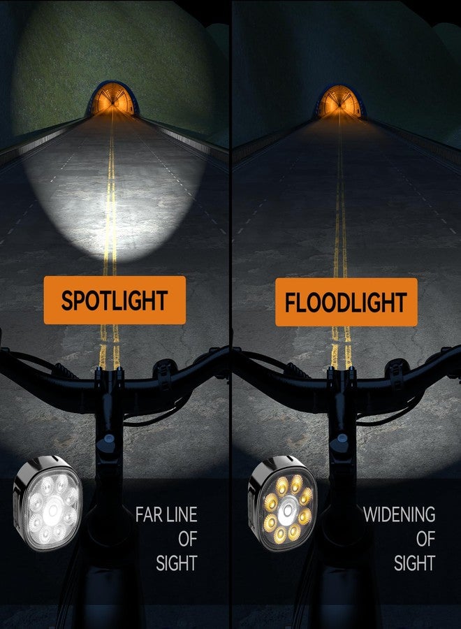 victagen Bike Lights Kit 9LED Bike Headlights High & Low Beams, Ultra-Light and Bright Bicycle Lights, Waterproof Bike Lights for Night Riding, USB-C Bicycle Front and Rear Lights (VTG9) - Image 3