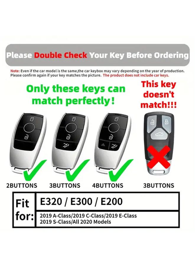 Transparent Black TPU Car Flip Key Case With Zinc Alloy Keychain For Mercedes - Image 3