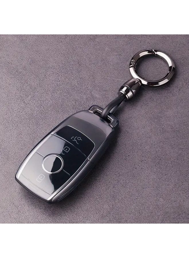Transparent Black TPU Car Flip Key Case With Zinc Alloy Keychain For Mercedes - Image 1