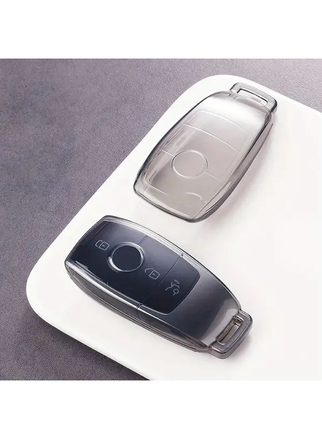 Transparent Black TPU Car Flip Key Case With Zinc Alloy Keychain For Mercedes - Image 4