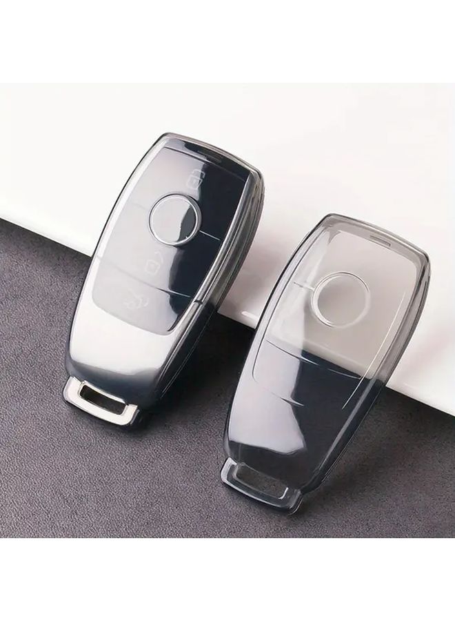 Transparent Black TPU Car Flip Key Case With Zinc Alloy Keychain For Mercedes - Image 5