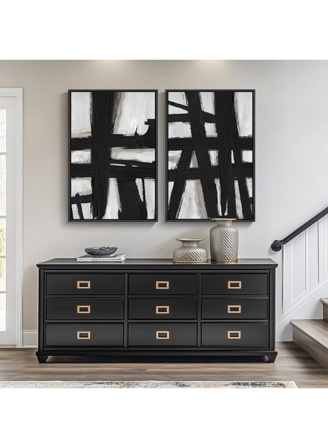 Cuspin VAN GOGH ART Large Framed Black & White Abstract Canvas Prints Wall Art, Set of 2, 24x36 Inches, Living Room, Hallway, Office Wall Decor - Image 4