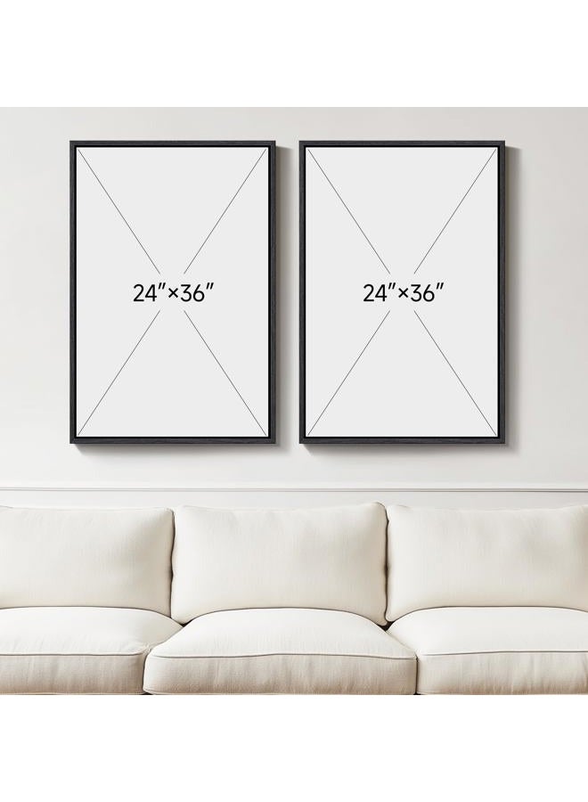 Cuspin VAN GOGH ART Large Framed Black & White Abstract Canvas Prints Wall Art, Set of 2, 24x36 Inches, Living Room, Hallway, Office Wall Decor - Image 3