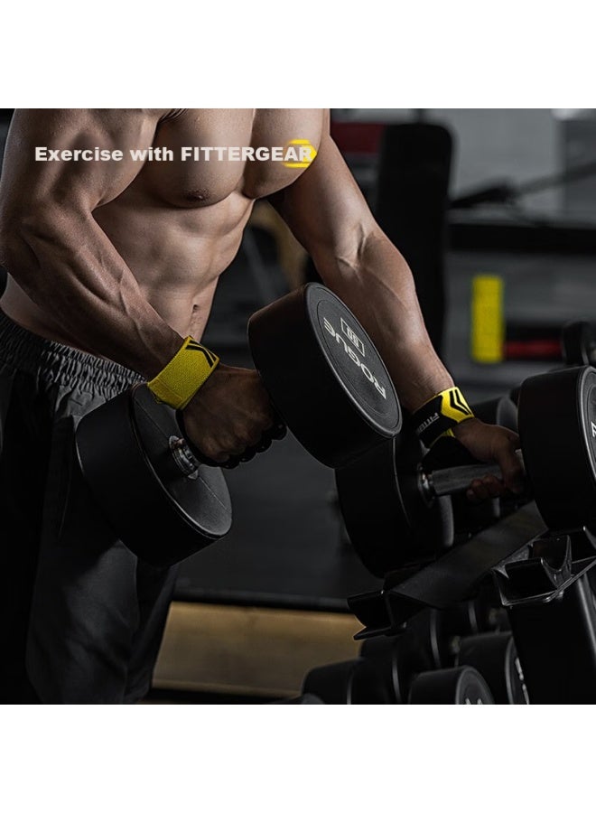 Fittergear قفازات لفافات المعصم للتمرين حماية راحة اليد مضادة للانزلاق قابلة للتنفس لمنع تكوين الدُشبُزات Squats Deadlifts الأسود المقاس S - Image 2