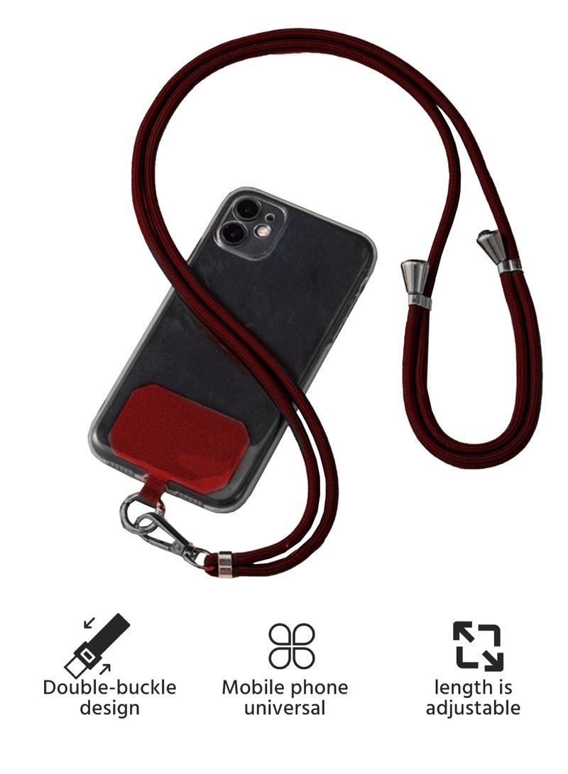 2-Piece Smart Phone Lanyards, Universal Cell Phone Lanyard Adjustable Phone Strap Crossbody Lanyard Patch (Burgundy)  - Image 2