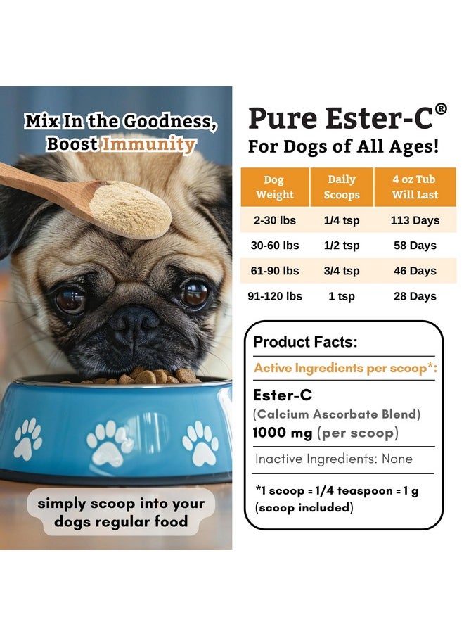 Wholistic Pet Organics Wholistic Pet Organics Pure Ester-C Powder for Dogs & Cats - 4 Oz - Vitamin C Supplement for Immune Support, Skin & Coat Health, & Allergy Relief - Dog Vitamin Powder for Itchy Skin & Homemade Food  - Image 5